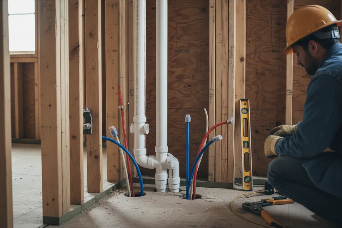 Drain and supply rough-in during Sump Pump Repair in Bairdford