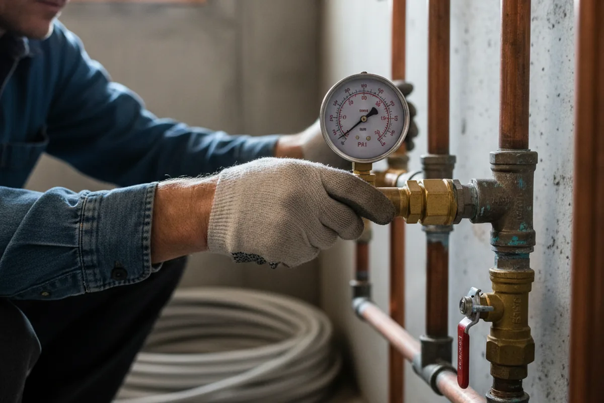 Pressure testing a repaired line during Water Line Repair in Bairdford